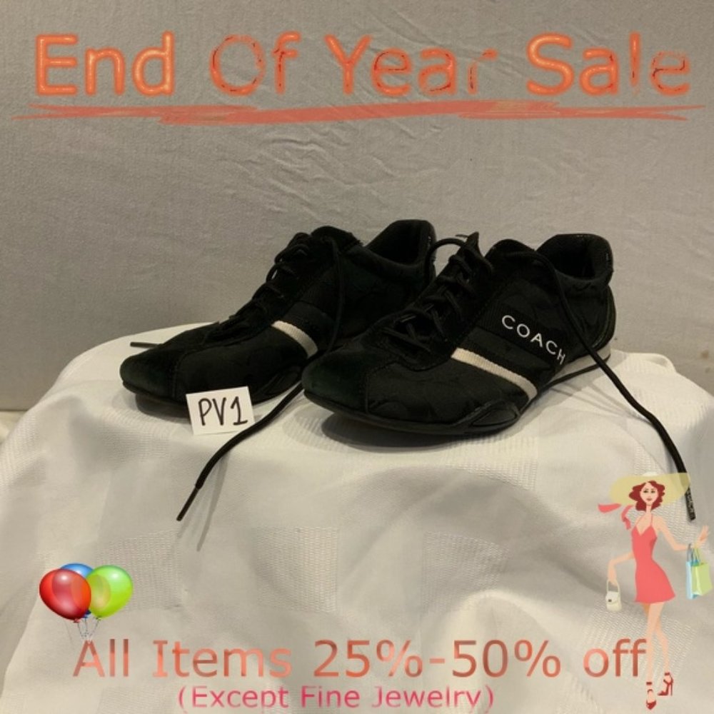 EUC-Coach black and white lace up sneakers - Picture 1 of 8